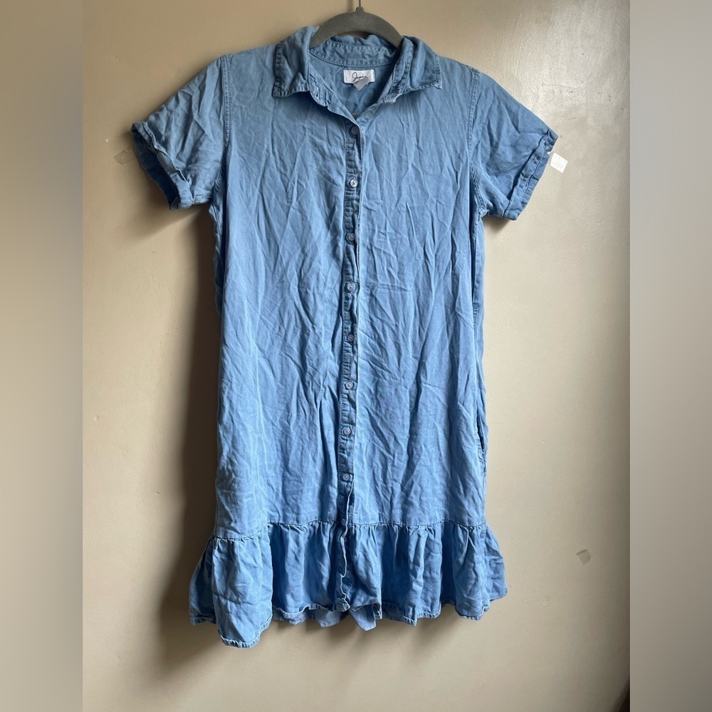 Japna Button Up 100% Lyocell dress ruffle bottom size XS
